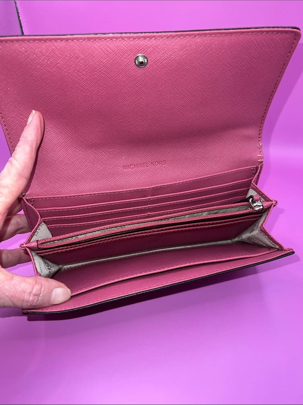 Michael Kors Pink Saffiano Leather Continental Wallet